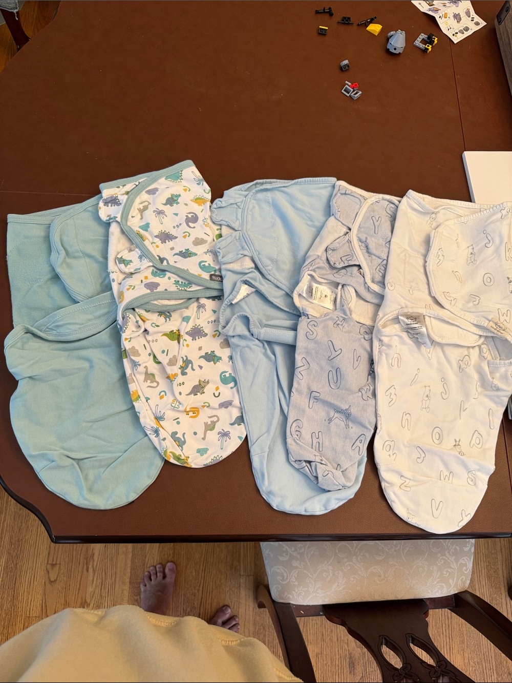 Baby Swaddle Sleep Sacks - Light Blue & Patterned Set of 5